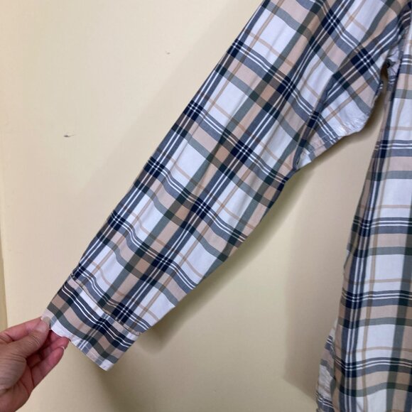 Filson Shirt Mens Small White Tan Green Plaid Long Sleeve Gorpcore - Picture 4 of 9